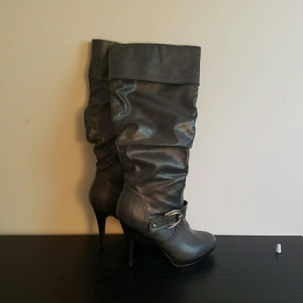 Gray Heeled Boots